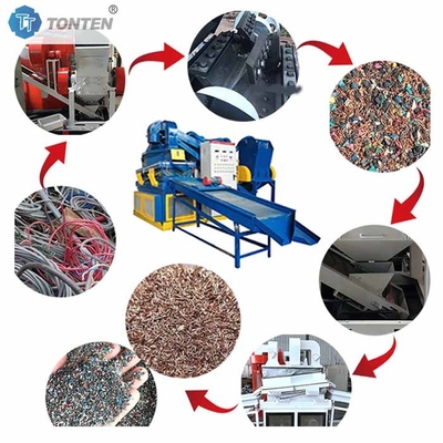 Koperen rijstdraadseparator Granulator Machine Kabeldraad Recycling Line